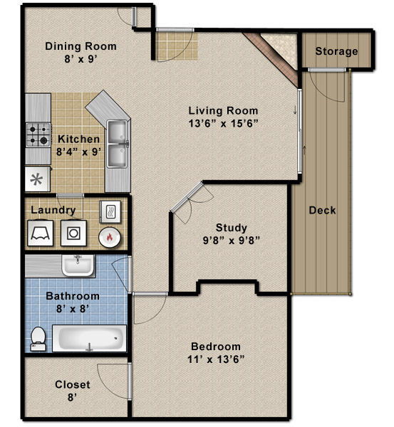 One Bedroom/Study